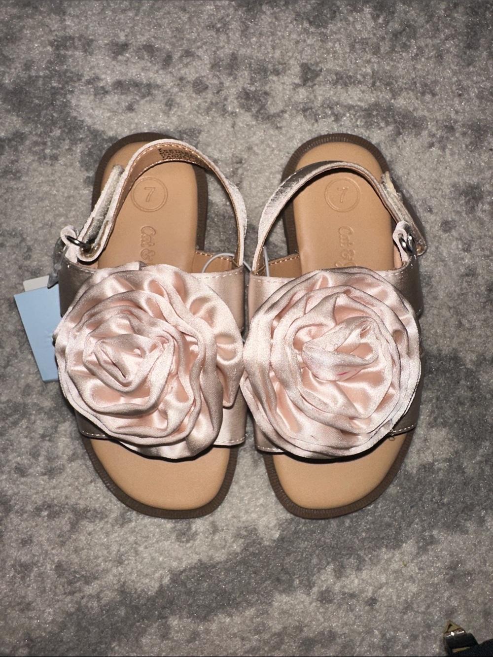 Carter's Girls Blush Satin Rose Strap Sandals
